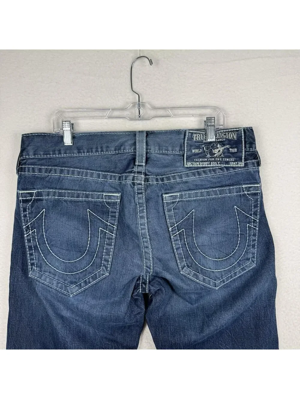True Religion Bobby Big T Size 34 Mens Relaxed Loose Denim Jeans Y2K Made USA